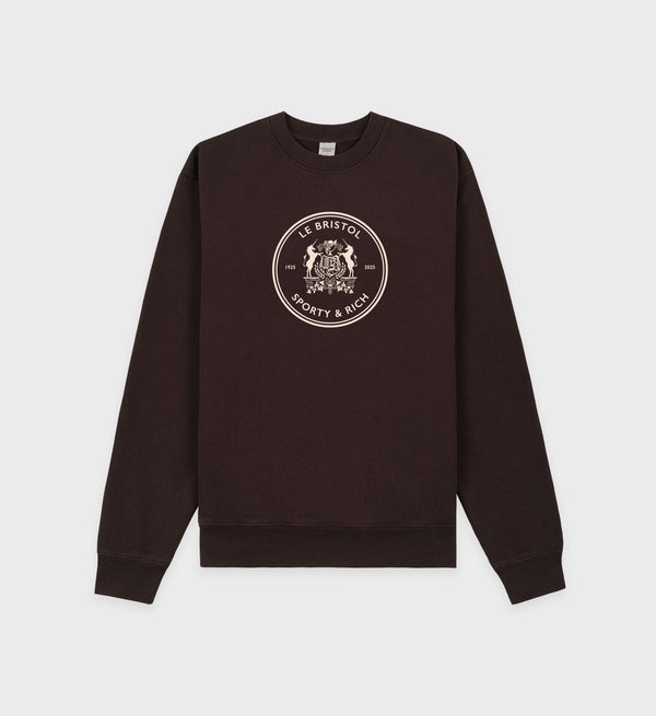 sporty & rich Bristol Crest 100th Crewneck - Chocolate/Cream