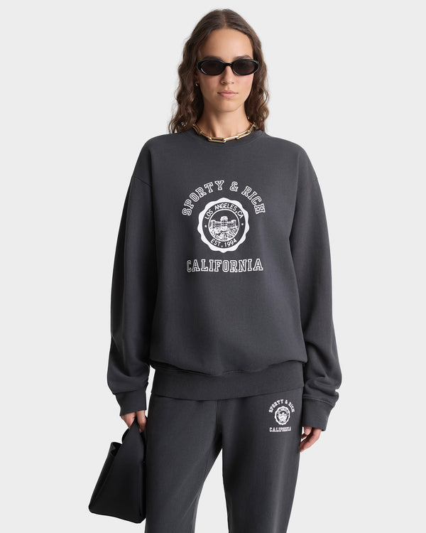 Sporty & Rich California Emblem Crewneck - Faded Black/White