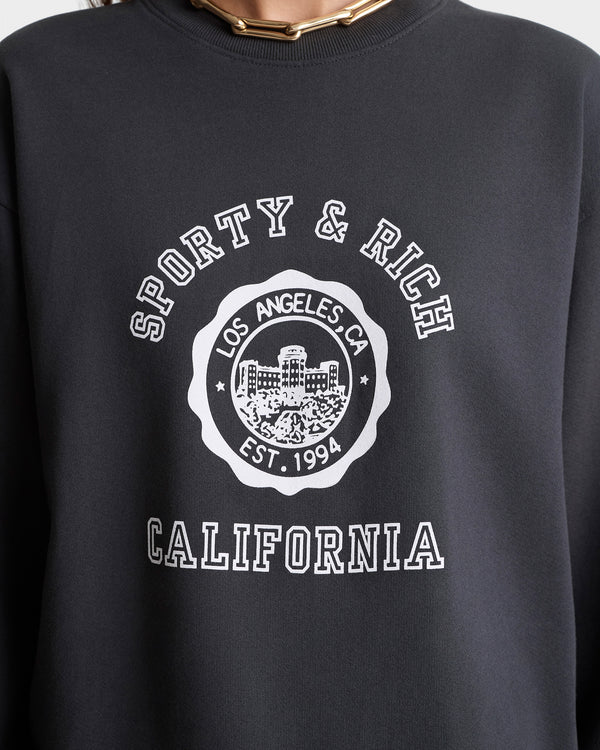 Sporty & Rich California Emblem Crewneck - Faded Black/White