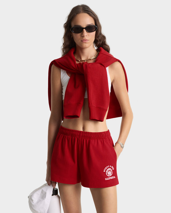 Sporty & Rich California Emblem Disco Short - Ruby/White