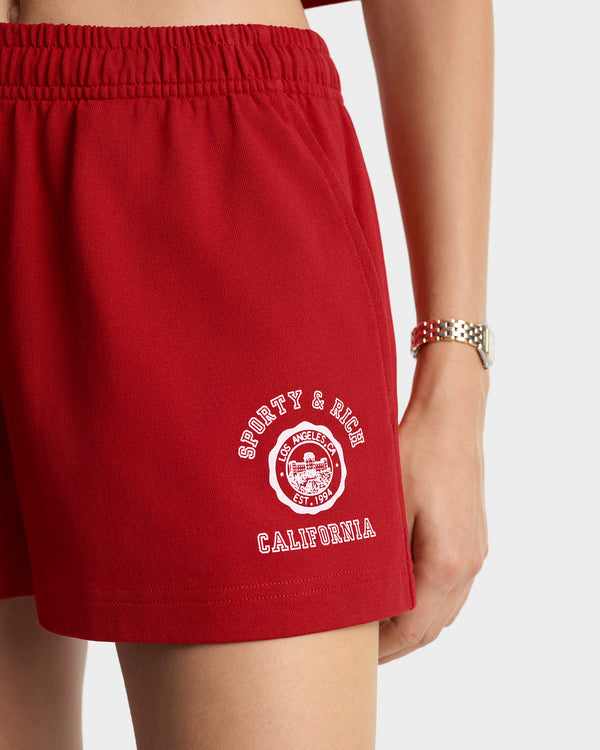 Sporty & Rich California Emblem Disco Short - Ruby/White