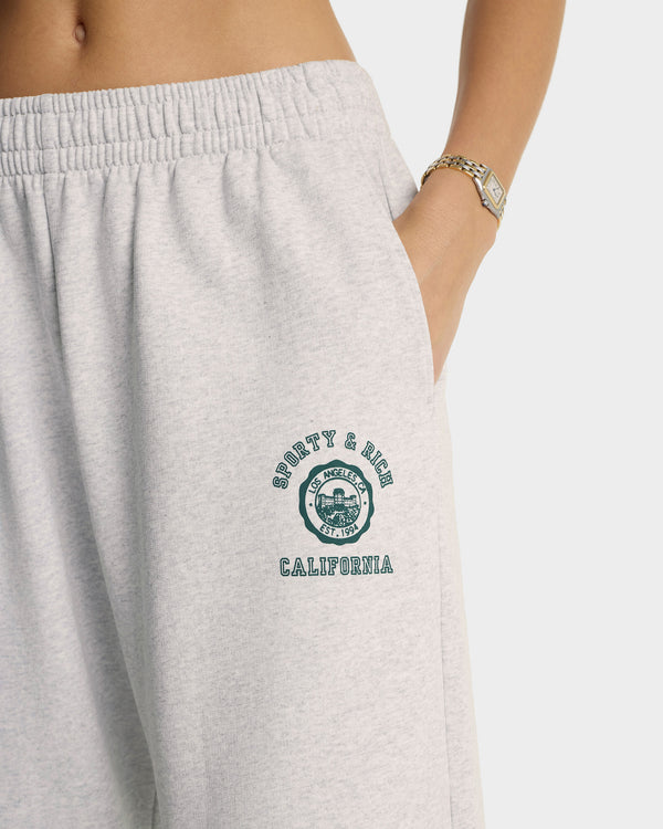 Sporty & Rich California Emblem Wide Sweatpant - Heather Gray/Forest