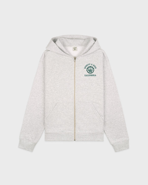 sporty & rich California Emblem Zip Hoodie - Heather Gray/Forest