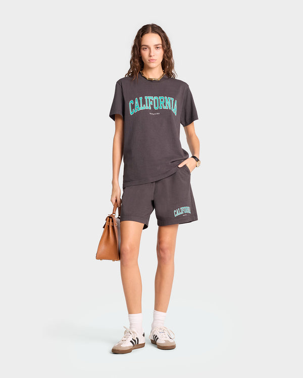 Sporty & Rich California T-Shirt - Faded Black/Spring Green