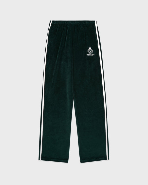 sporty & rich Crown Tennis Velour Sweatpant - Forest/Ecru