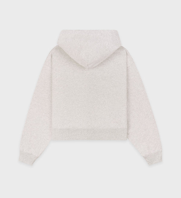 Sporty & Rich Dodgers Serif Cropped Zip Hoodie - Heather Gray/Navy