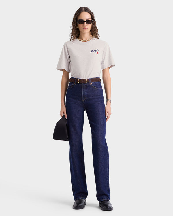 Sporty & Rich Dodgers Serif T-Shirt - Heather Gray/Navy