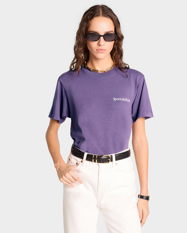 Sporty & Rich Health Is Wealth T-Shirt - Dusty Grape/White