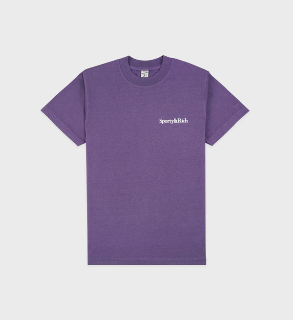 sporty & rich Health Is Wealth T-Shirt - Dusty Grape/White