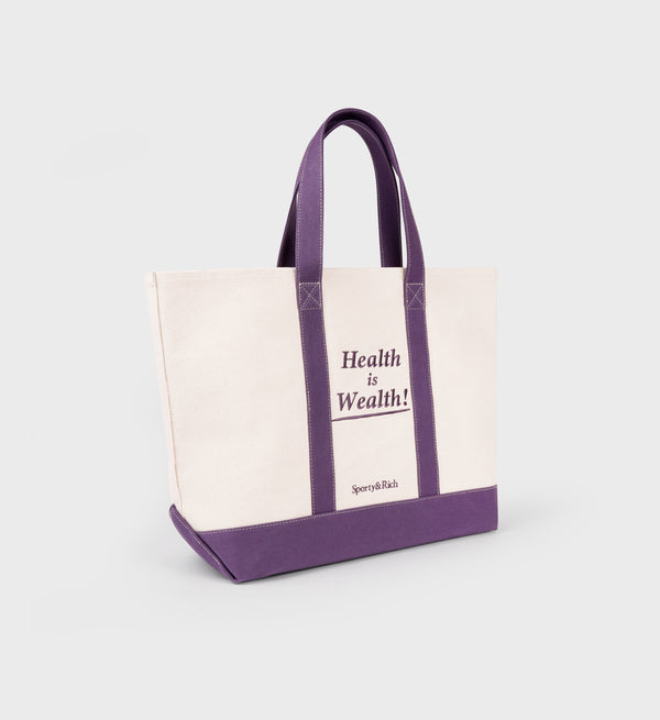 Sporty & Rich Health Is Wealth Tote Bag - Natural/Dusty Grape
