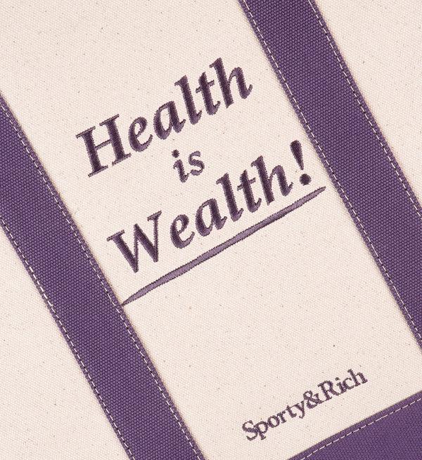 Sporty & Rich Health Is Wealth Tote Bag - Natural/Dusty Grape