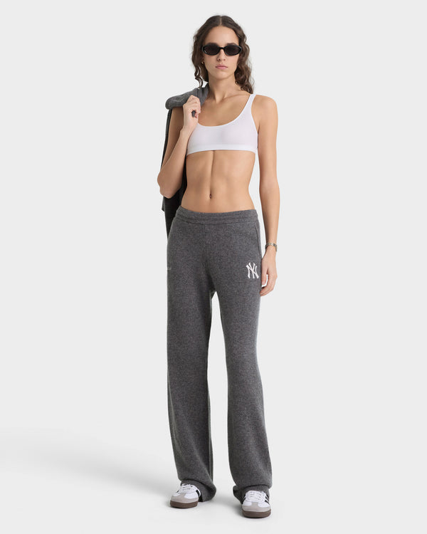 Sporty & Rich Heritage Yankees Serif Cashmere Trousers - Dark Grey/White