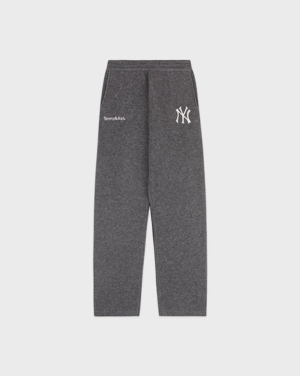 sporty & rich Heritage Yankees Serif Cashmere Trousers - Dark Grey/White
