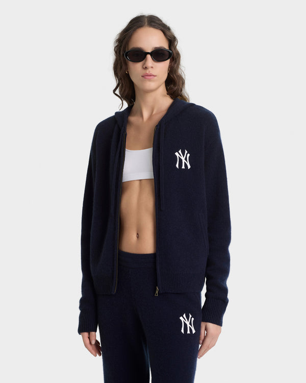 Sporty & Rich Heritage Yankees Serif Cashmere Trousers - Navy/White