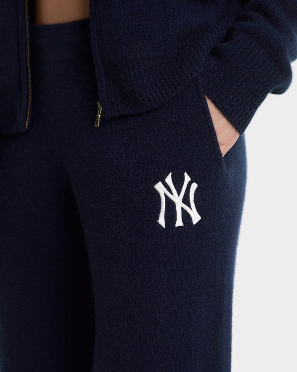 Sporty & Rich Heritage Yankees Serif Cashmere Trousers - Navy/White