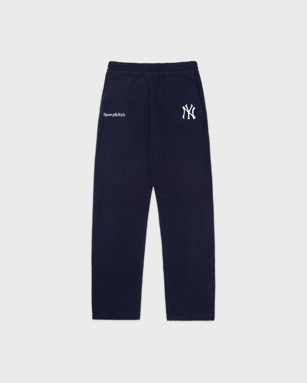 sporty & rich Heritage Yankees Serif Cashmere Trousers - Navy/White