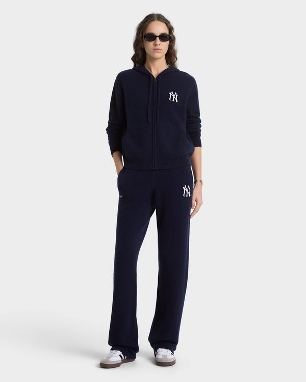 Sporty & Rich Heritage Yankees Serif Cashmere Zip Hoodie - Navy/White
