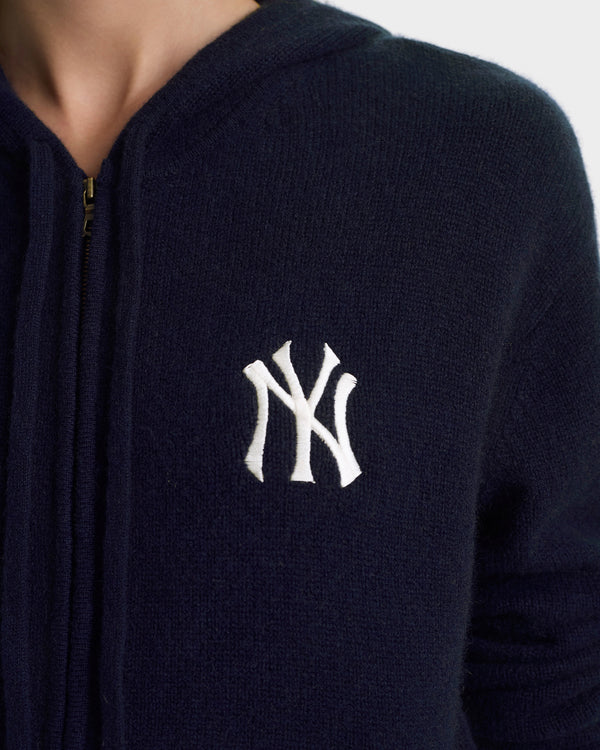 Sporty & Rich Heritage Yankees Serif Cashmere Zip Hoodie - Navy/White