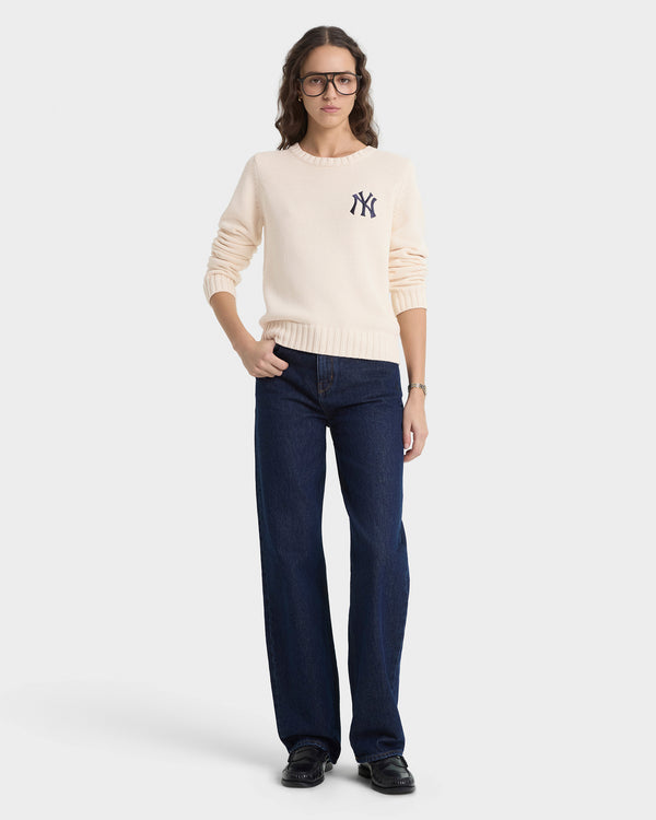 Sporty & Rich Heritage Yankees Serif Knitted Sweater - Ecru/Navy