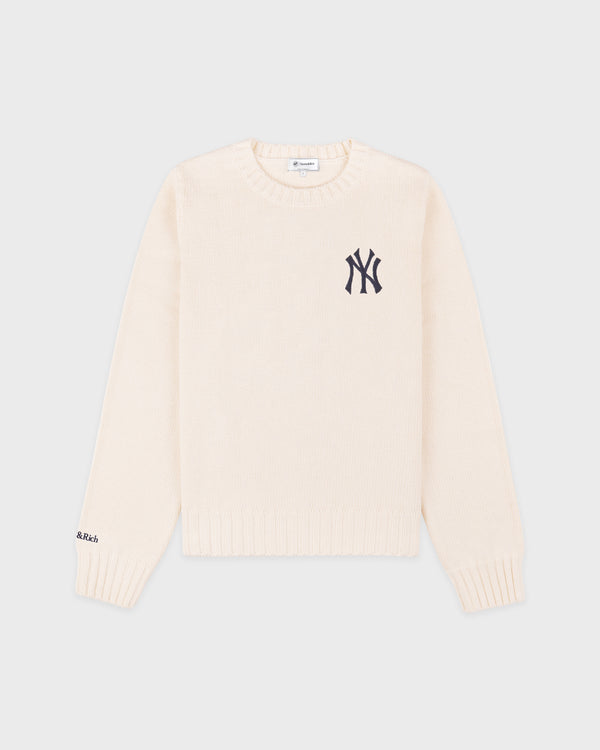 sporty & rich Heritage Yankees Serif Knitted Sweater - Ecru/Navy