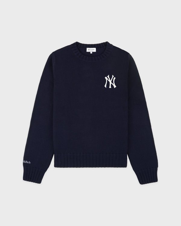 sporty & rich Heritage Yankees Serif Knitted Sweater - Navy/Ecru
