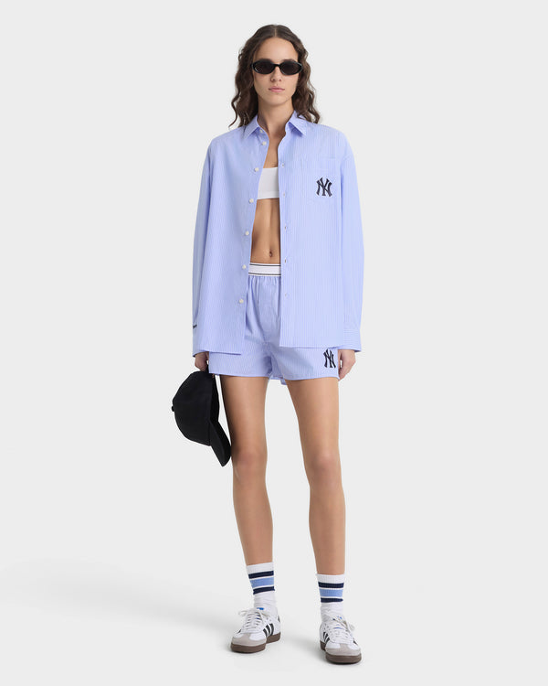 Sporty & Rich Heritage Yankees Serif Oversized Shirt - Blue Stripe/Navy