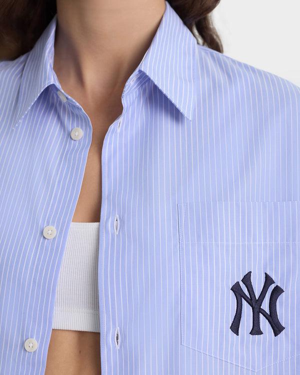 Sporty & Rich Heritage Yankees Serif Oversized Shirt - Blue Stripe/Navy