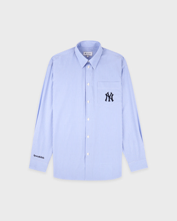 sporty & rich Heritage Yankees Serif Oversized Shirt - Blue Stripe/Navy