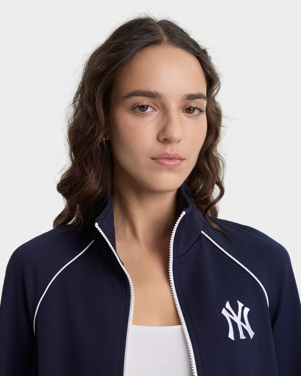 Sporty & Rich Heritage Yankees Serif Retro Track Jacket - Navy/White