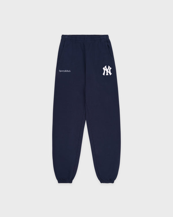 sporty & rich Heritage Yankees Serif Sweatpant - Navy/White