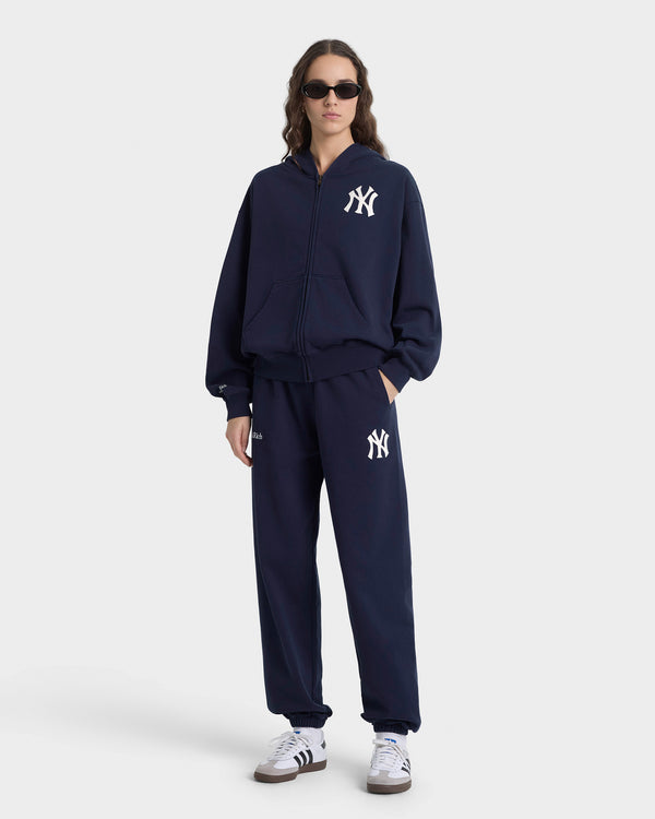 Sporty & Rich Heritage Yankees Serif Zip Hoodie - Navy/White
