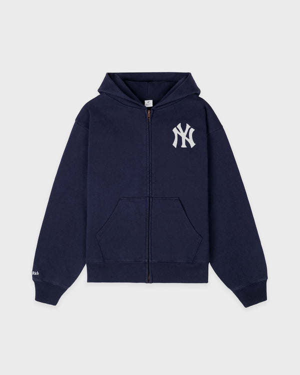 sporty & rich Heritage Yankees Serif Zip Hoodie - Navy/White