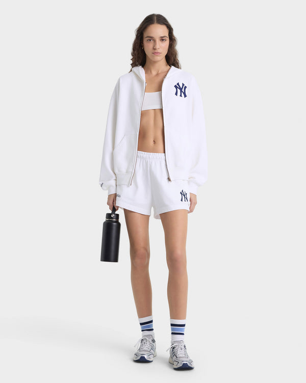 sporty & Rich Heritage Yankees Serif Zip Hoodie - White/Navy