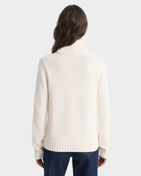 Sporty & Rich Horse Knitted Turtleneck - Ecru/Chocolate
