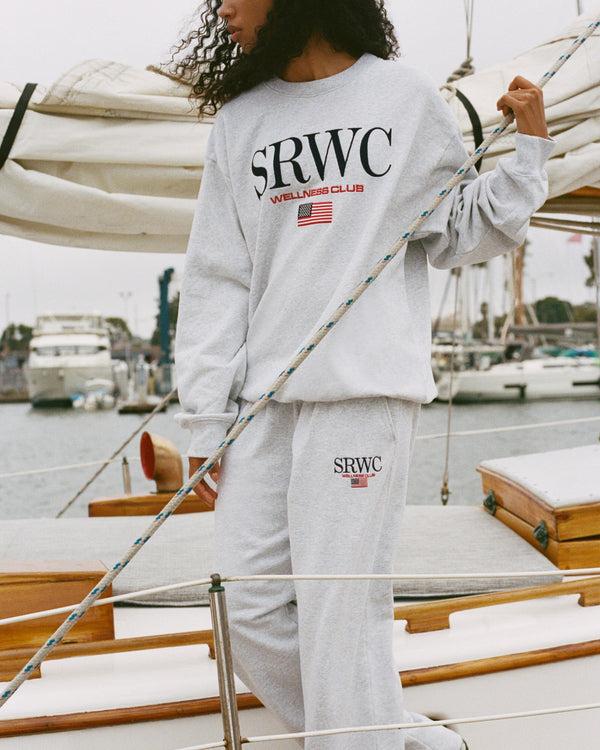 Sporty & Rich Nautical Embroidered Crewneck - Heather Gray
