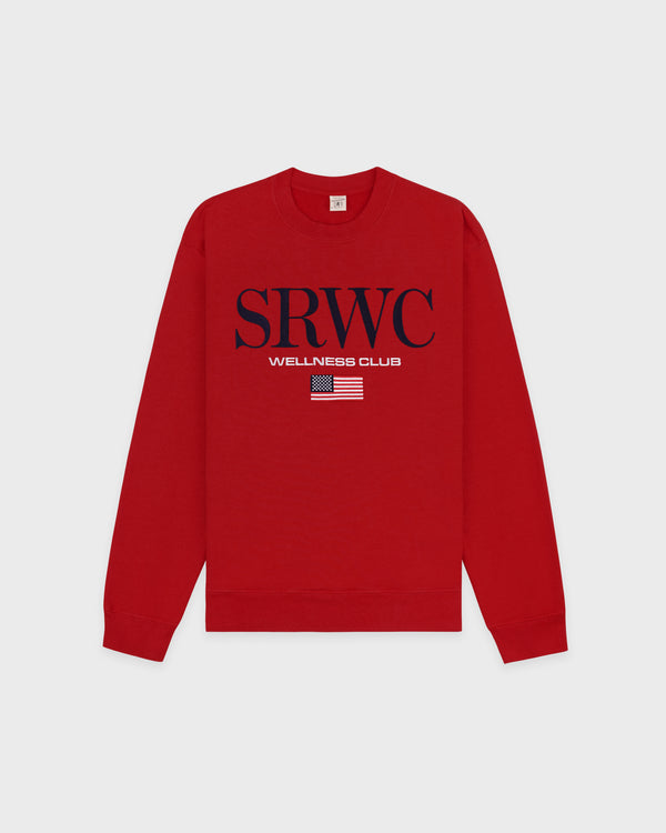 Sporty & Rich Nautical Embroidered Crewneck - Ruby/Navy