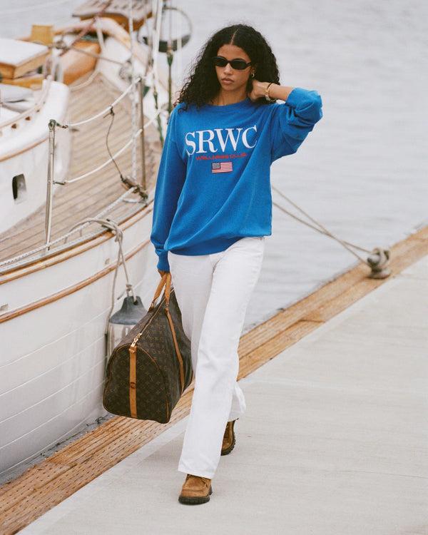 Sporty & Rich Nautical Embroidered Crewneck - Team Blue/White