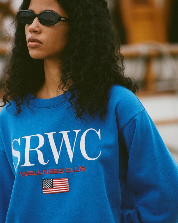Sporty & Rich Nautical Embroidered Crewneck - Team Blue/White
