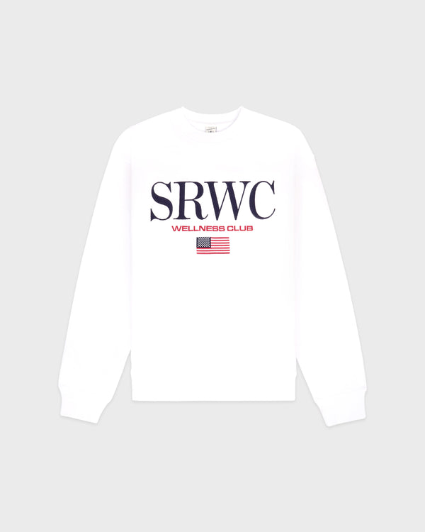 Sporty & Rich Nautical Embroidered Crewneck - White/Navy/Ruby