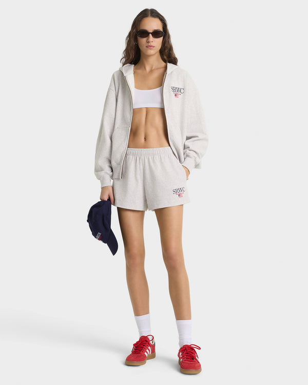 Sporty & Rich Nautical Embroidered Disco Short - Heather Gray