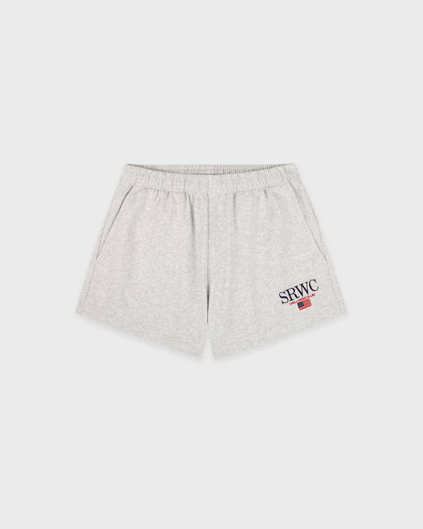 sporty & rich Nautical Embroidered Disco Short - Heather Gray