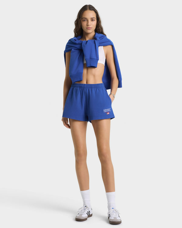 Sporty & Rich Nautical Embroidered Disco Short - Team Blue