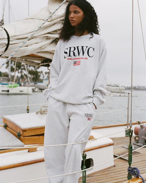 Sporty & Rich Nautical Embroidered Wide Sweatpant - Heather Gray