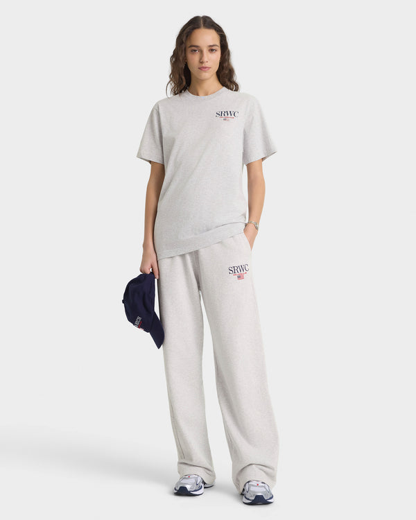 Sporty & Rich Nautical Embroidered Wide Sweatpant - Heather Gray