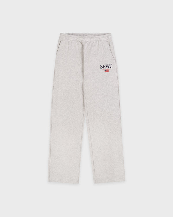 sporty & rich Nautical Embroidered Wide Sweatpant - Heather Gray