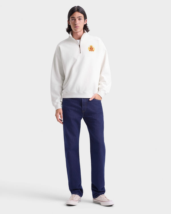 Sporty & Rich NY Crest Embroidered Quarter Zip Men - White