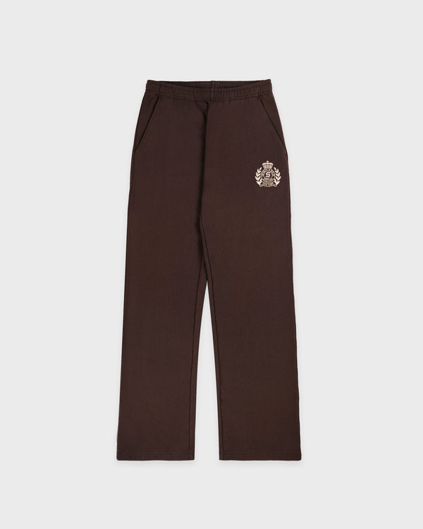 sporty & rich NY Crest Embroidered Wide Sweatpant - Chocolate