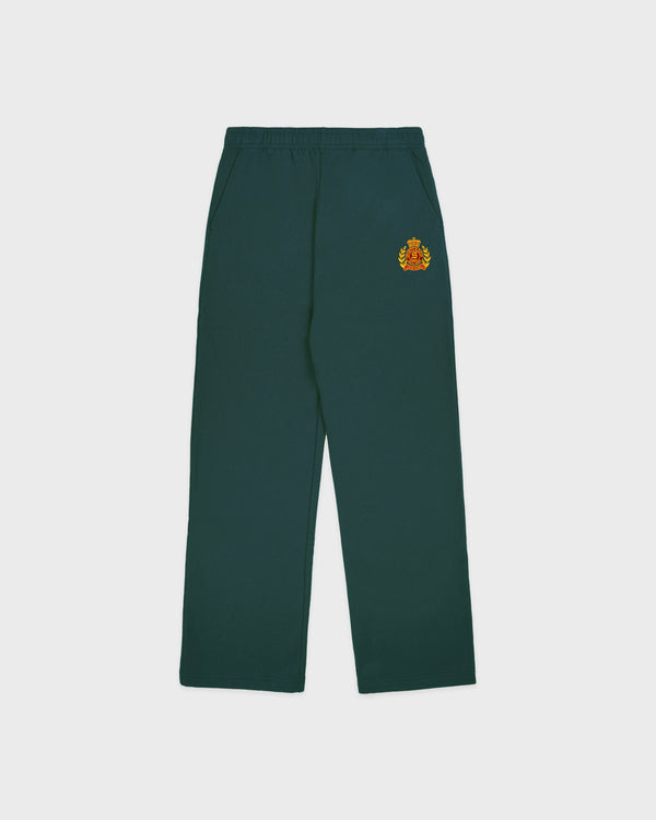 sporty & rich NY Crest Embroidered Wide Sweatpant - Forest