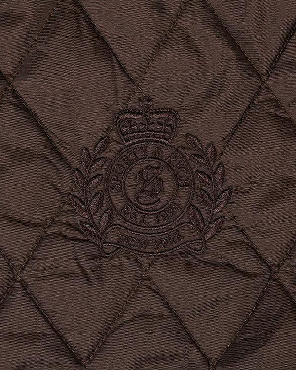 Sporty & Rich NY Crest Nylon Quilted Jacket - Chocolate