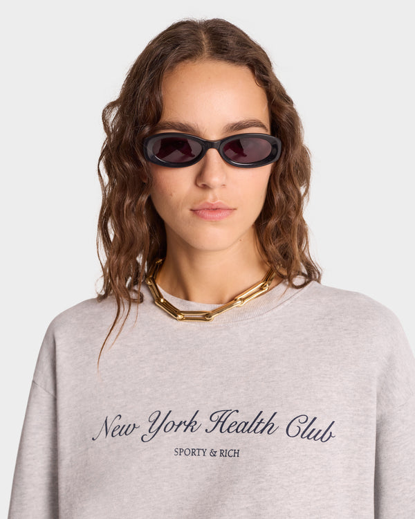 Sporty & Rich NY Health Club Crewneck - Heather Gray/Navy
